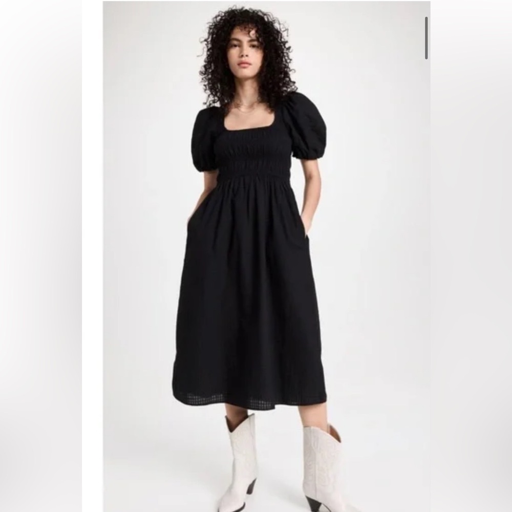 Madewell black dress. Smocked bodice puff sleeves size 4 - Picture 5 of 11